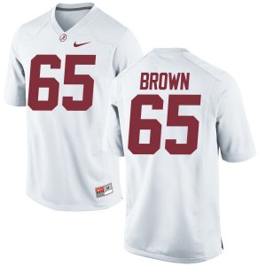 Men's Alabama Crimson Tide #65 Deonte Brown White Authentic NCAA College Football Jersey 2403DHRB5